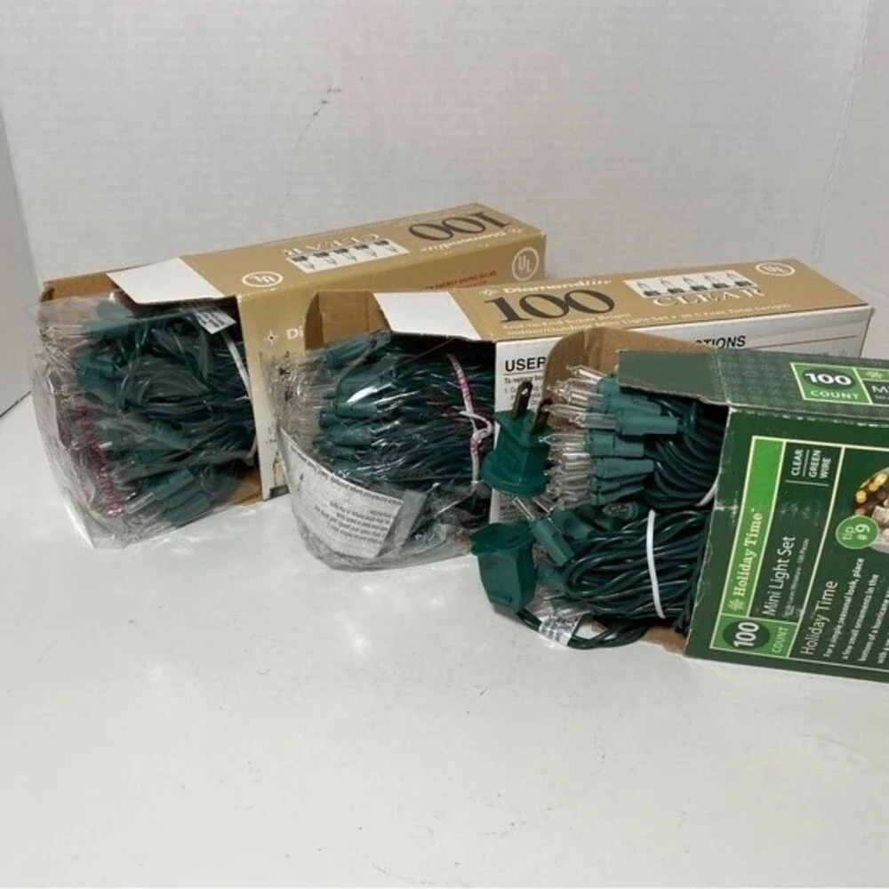Clear/Mini Lights 100 Count HolidayTime Incandescent Wedding Patio Lot of 3 NEW